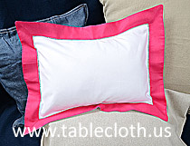 Baby Hemstitch Pillow Sham 12x16. White Hot Pink border.